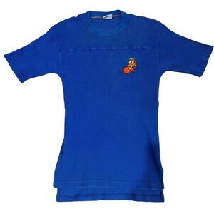 Vintage 1994 Paramount Parks Yogi Logo Thermal Waffle Knit Top Blue Womens S-M